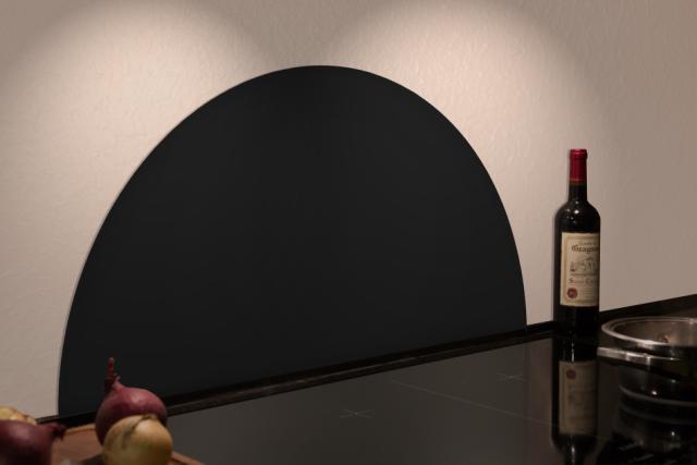 ACHTERWAND PLAAT HALVE MAAN GLAS MATZWART L80 H40
