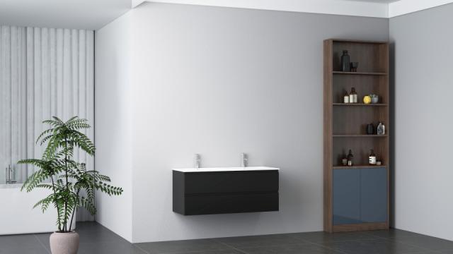 NORTIQ BRAZIL MEUBELSET 2 LADES INCL WASTAFEL 120CM MAT ZWART
