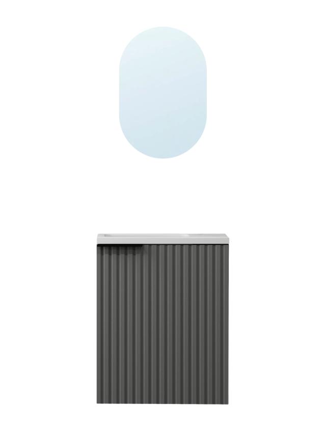 NORTIQ VERONA FONTEINPACK 1 DEUR INCL. OMKEERBARE WASTAFEL EN SPIEGEL MAT GRIJS