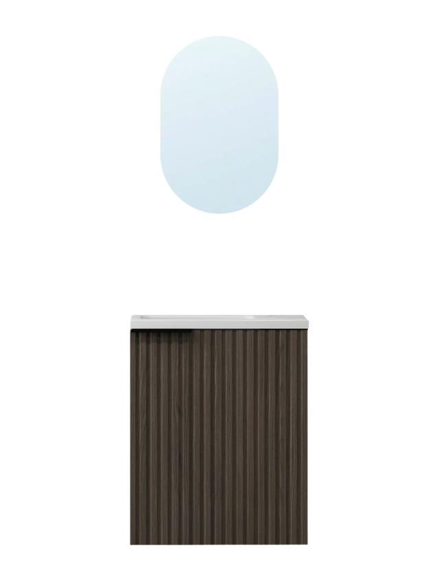 NORTIQ VERONA FONTEINPACK 1 DEUR INCL. OMKEERBARE WASTAFEL EN SPIEGEL - WOOD
